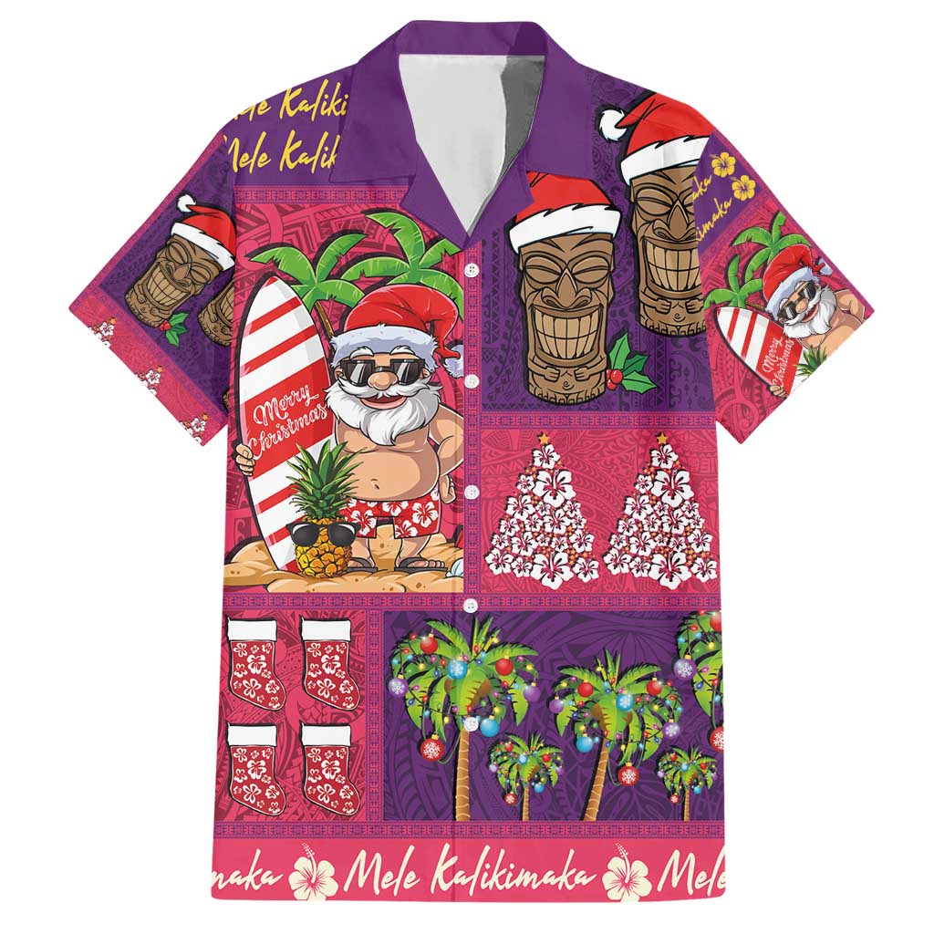 Hawaiian Christmas Hawaiian Shirt - Mele Kalikimaka Island Holiday Vibes - Pink Purple