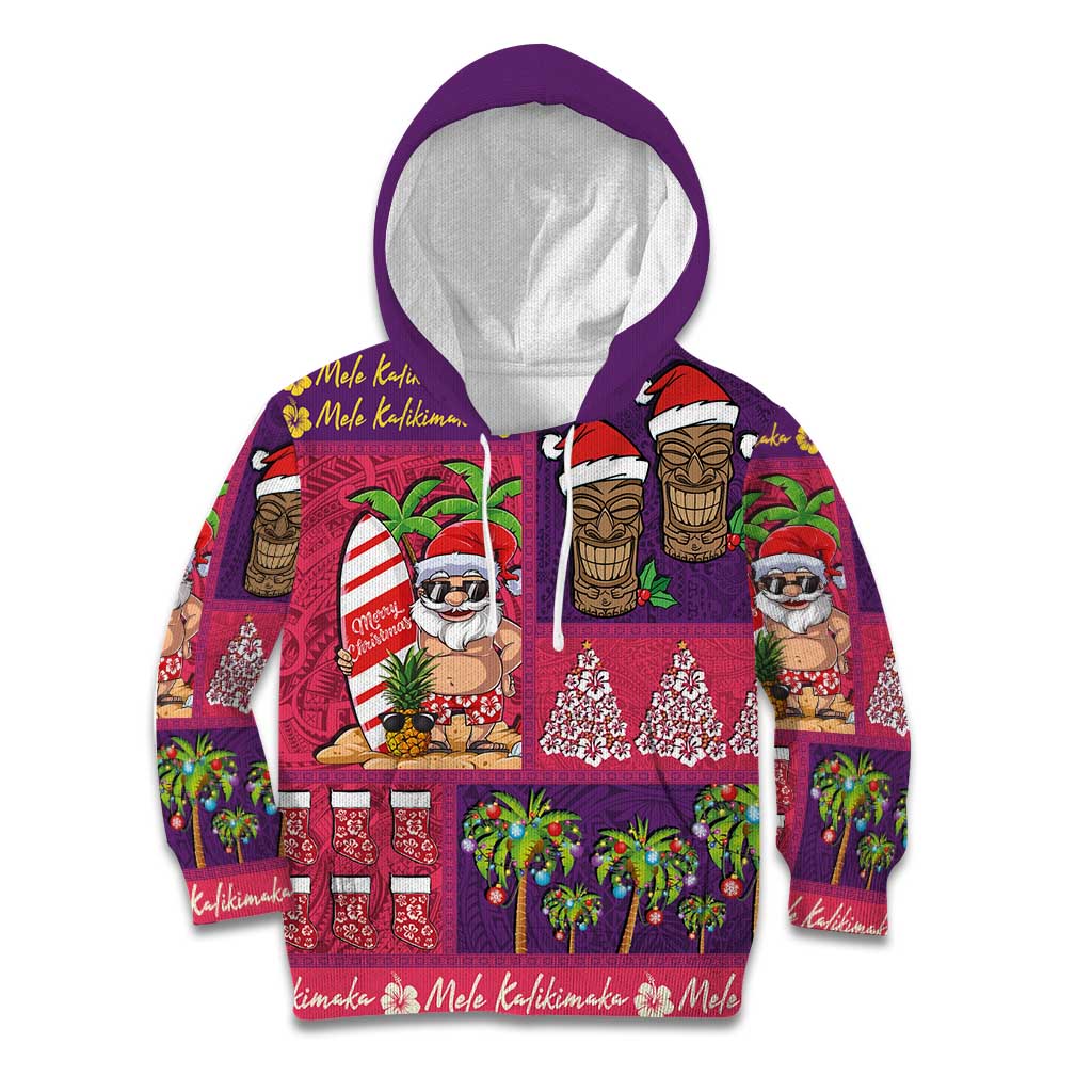 Hawaiian Christmas Kid Hoodie - Mele Kalikimaka Island Holiday Vibes - Pink Purple