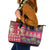 Hawaiian Christmas Leather Tote Bag - Mele Kalikimaka Island Holiday Vibes - Pink Purple