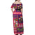 Hawaiian Christmas Off Shoulder Maxi Dress - Mele Kalikimaka Island Holiday Vibes - Pink Purple