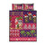 Hawaiian Christmas Quilt Bed Set - Mele Kalikimaka Island Holiday Vibes - Pink Purple