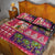 Hawaiian Christmas Quilt Bed Set - Mele Kalikimaka Island Holiday Vibes - Pink Purple