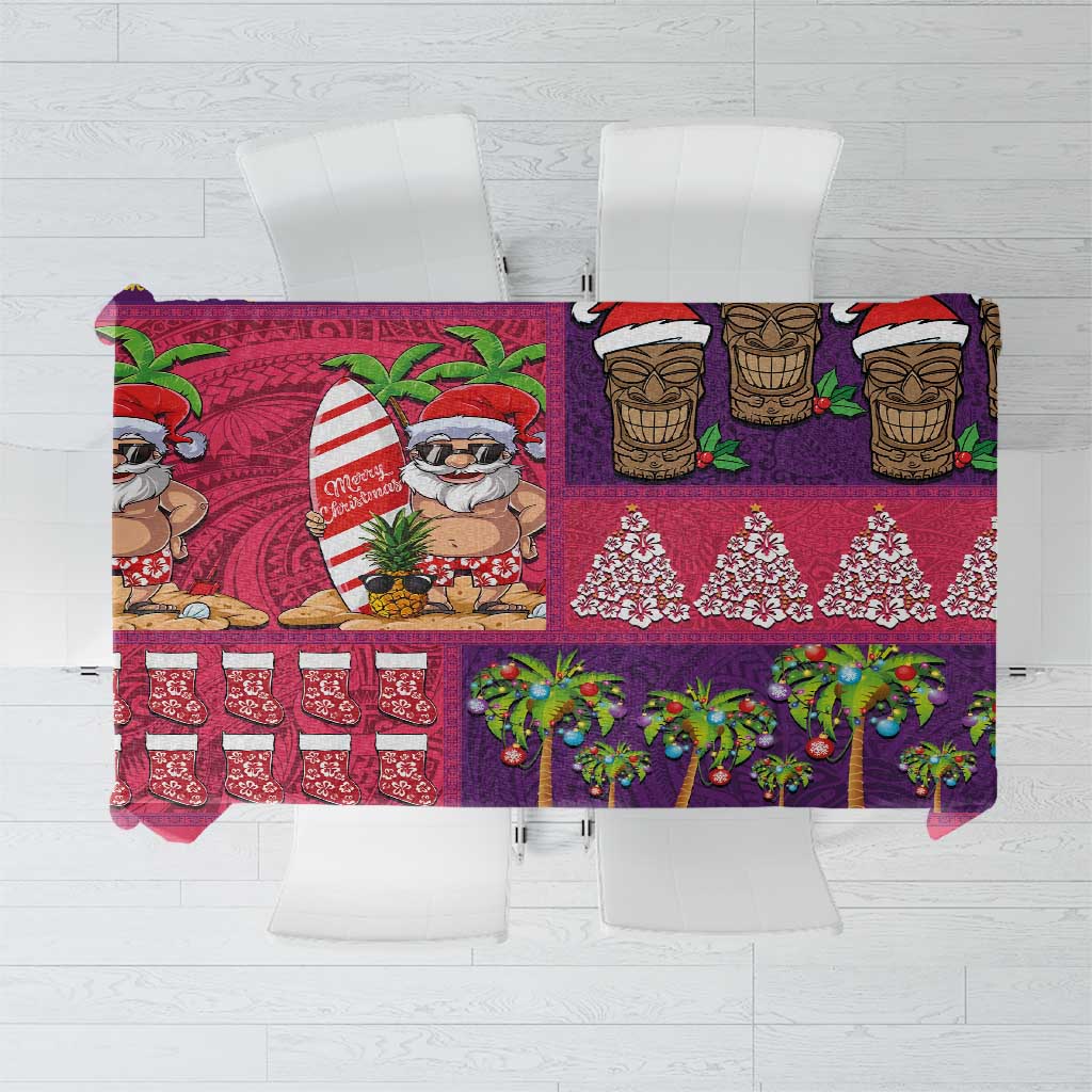 Hawaiian Christmas Tablecloth - Mele Kalikimaka Island Holiday Vibes - Pink Purple LT03 Pink - Purple - Polynesian Pride