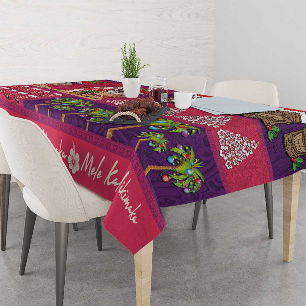 Hawaiian Christmas Tablecloth - Mele Kalikimaka Island Holiday Vibes - Pink Purple LT03 - Polynesian Pride