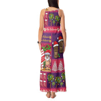 Hawaiian Christmas Tank Maxi Dress - Mele Kalikimaka Island Holiday Vibes - Pink Purple LT03 - Polynesian Pride