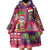 Hawaiian Christmas Wearable Blanket Hoodie - Mele Kalikimaka Island Holiday Vibes - Pink Purple