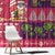 Hawaiian Christmas Window Curtain - Mele Kalikimaka Island Holiday Vibes - Pink Purple