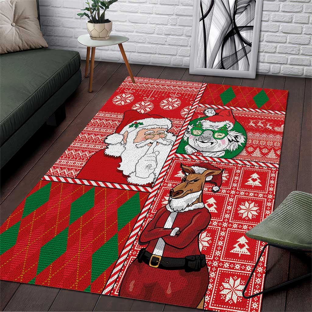 Australian Christmas Area Rug - Santa Koala Kangaroo and Holiday Cheer