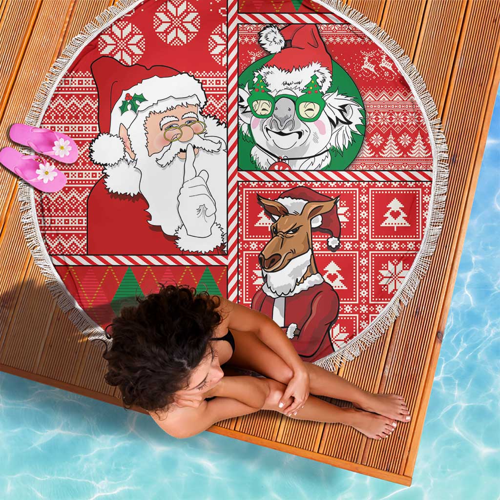 Australian Christmas Beach Blanket - Santa Koala Kangaroo and Holiday Cheer LT03 - Polynesian Pride