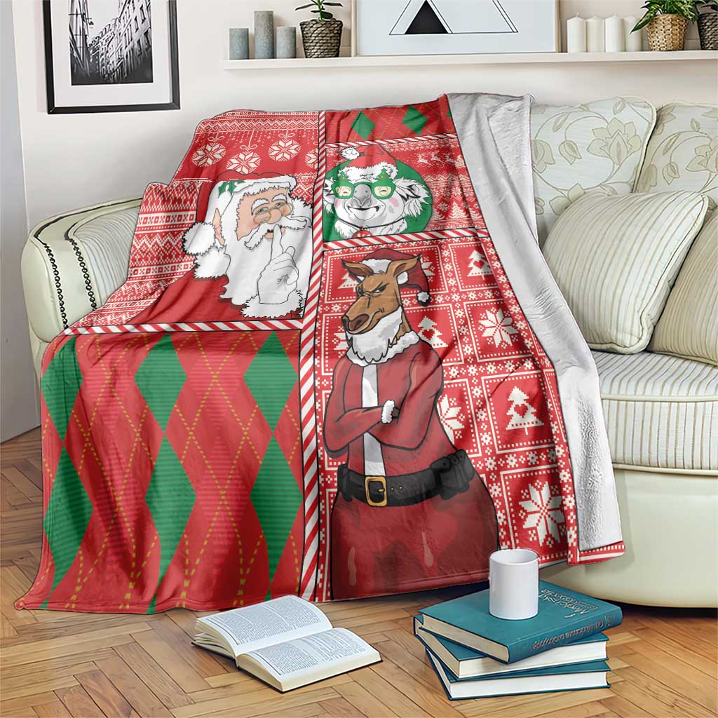 Australian Christmas Blanket - Santa Koala Kangaroo and Holiday Cheer LT03 Red - Polynesian Pride