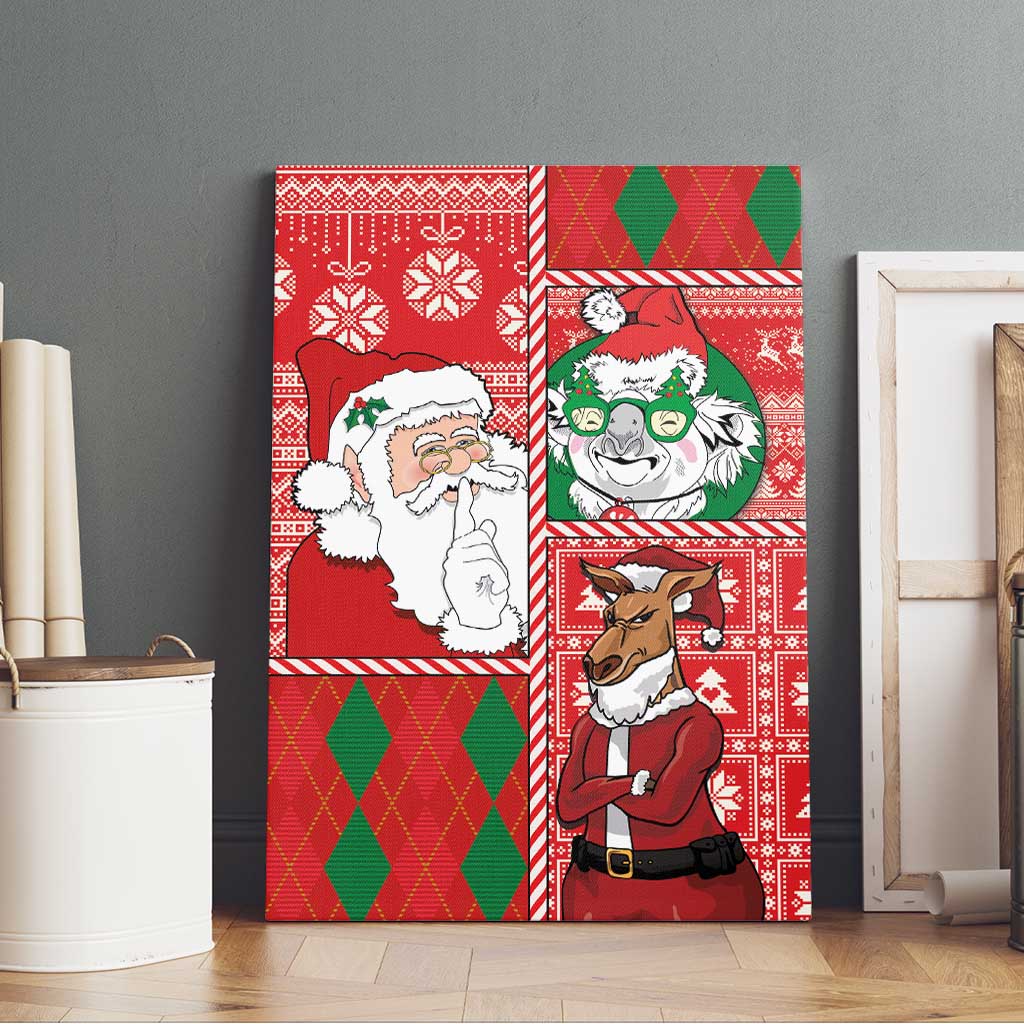 Australian Christmas Canvas Wall Art - Santa Koala Kangaroo and Holiday Cheer LT03 - Polynesian Pride