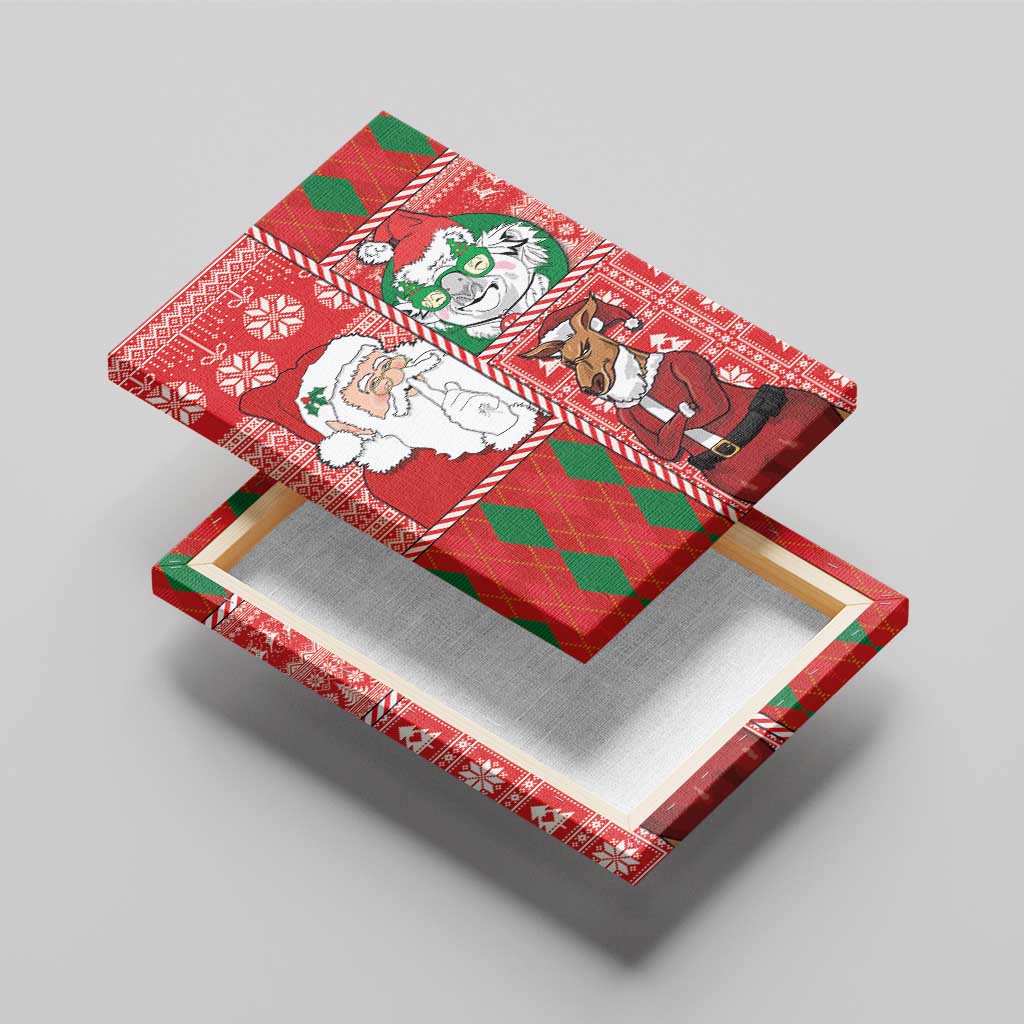 Australian Christmas Canvas Wall Art - Santa Koala Kangaroo and Holiday Cheer LT03 - Polynesian Pride
