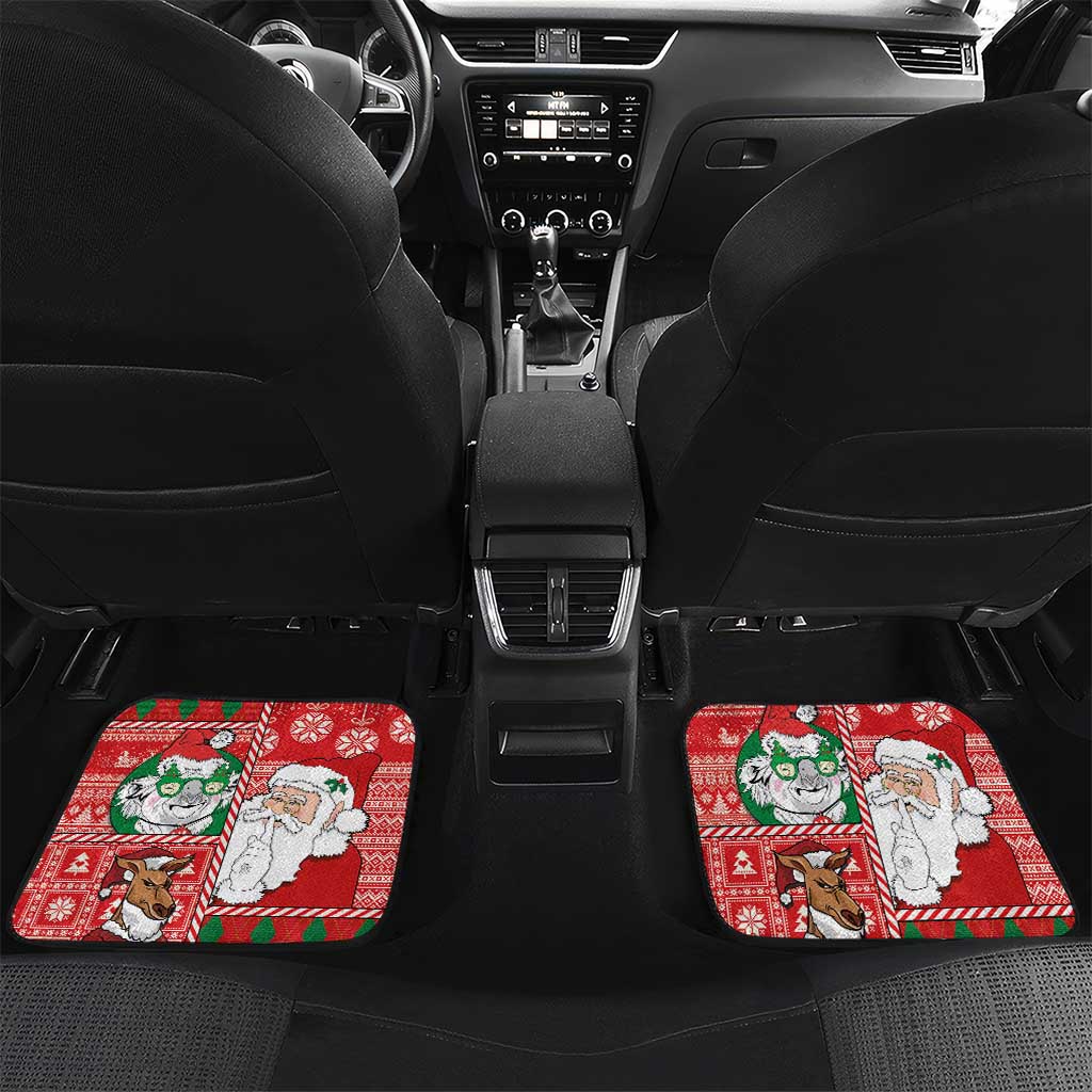 Australian Christmas Car Mats - Santa Koala Kangaroo and Holiday Cheer LT03 Set 2pcs - Back Red - Polynesian Pride