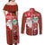 Australian Christmas Couples Matching Off Shoulder Maxi Dress and Long Sleeve Button Shirt - Santa Koala Kangaroo and Holiday Cheer