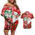 Australian Christmas Couples Matching Off Shoulder Short Dress and Hawaiian Shirt - Santa Koala Kangaroo and Holiday Cheer