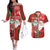 Australian Christmas Couples Matching Off The Shoulder Long Sleeve Dress and Hawaiian Shirt - Santa Koala Kangaroo and Holiday Cheer