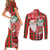 Australian Christmas Couples Matching Short Sleeve Bodycon Dress and Long Sleeve Button Shirt - Santa Koala Kangaroo and Holiday Cheer