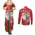 Australian Christmas Couples Matching Summer Maxi Dress and Long Sleeve Button Shirt - Santa Koala Kangaroo and Holiday Cheer