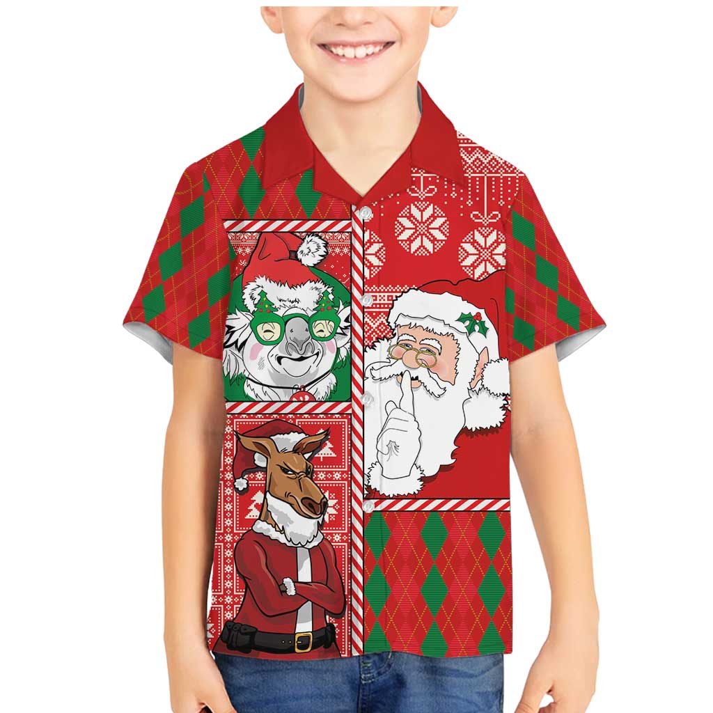 Australian Christmas Family Matching Mermaid Dress and Hawaiian Shirt - Santa Koala Kangaroo and Holiday Cheer