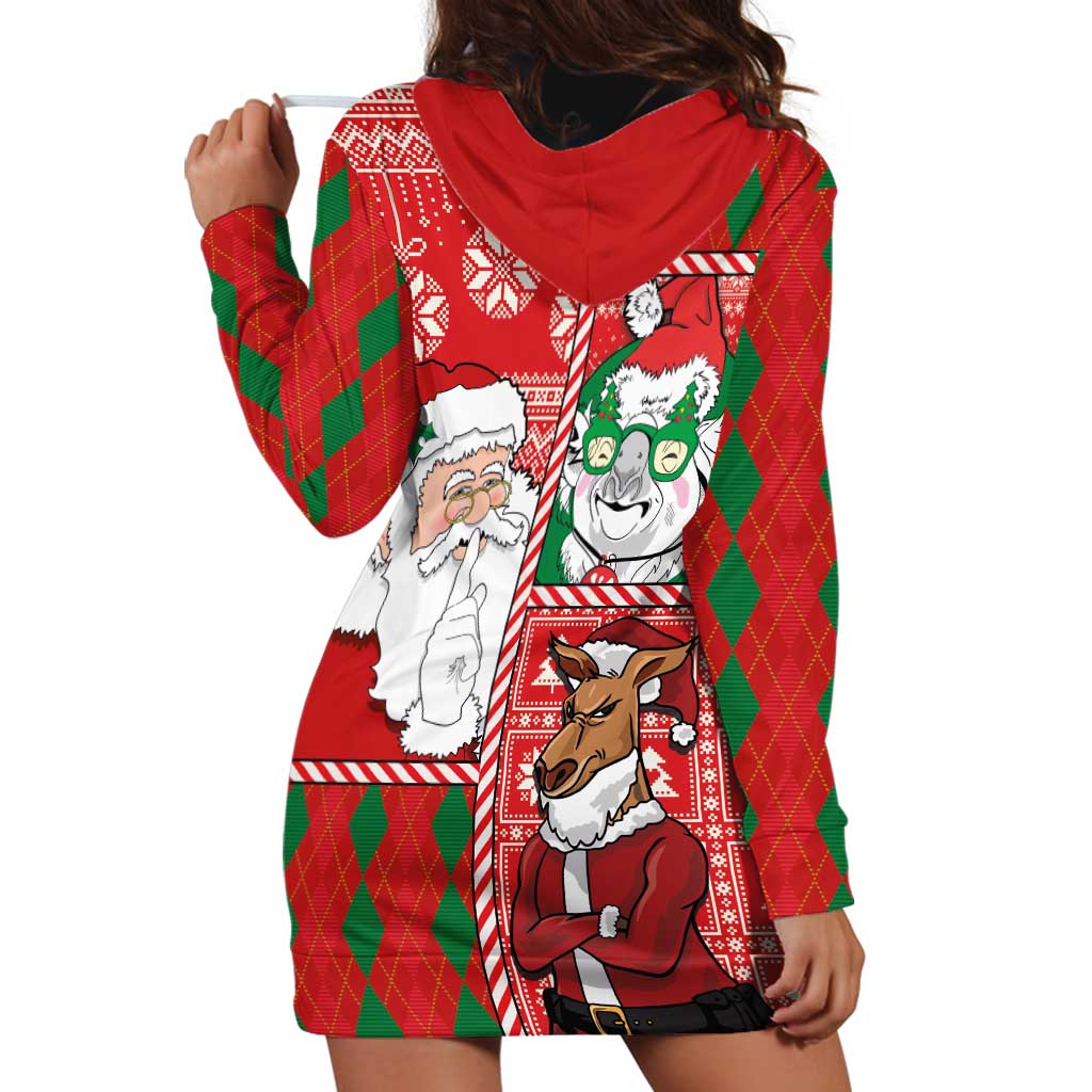 Australian Christmas Hoodie Dress - Santa Koala Kangaroo and Holiday Cheer LT03 - Polynesian Pride