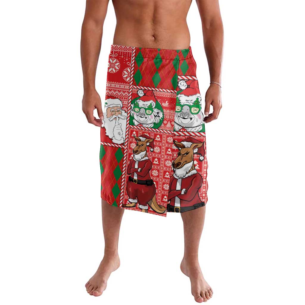 Australian Christmas Lavalava - Santa Koala Kangaroo and Holiday Cheer LT03 Red - Polynesian Pride