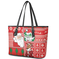 Australian Christmas Leather Tote Bag - Santa Koala Kangaroo and Holiday Cheer LT03 - Polynesian Pride