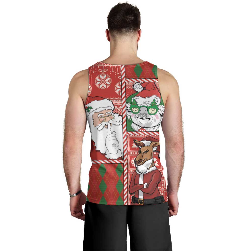 Australian Christmas Men Tank Top - Santa Koala Kangaroo and Holiday Cheer LT03 - Polynesian Pride