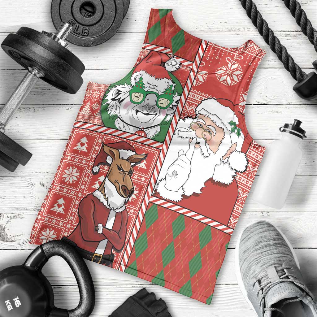 Australian Christmas Men Tank Top - Santa Koala Kangaroo and Holiday Cheer LT03 - Polynesian Pride