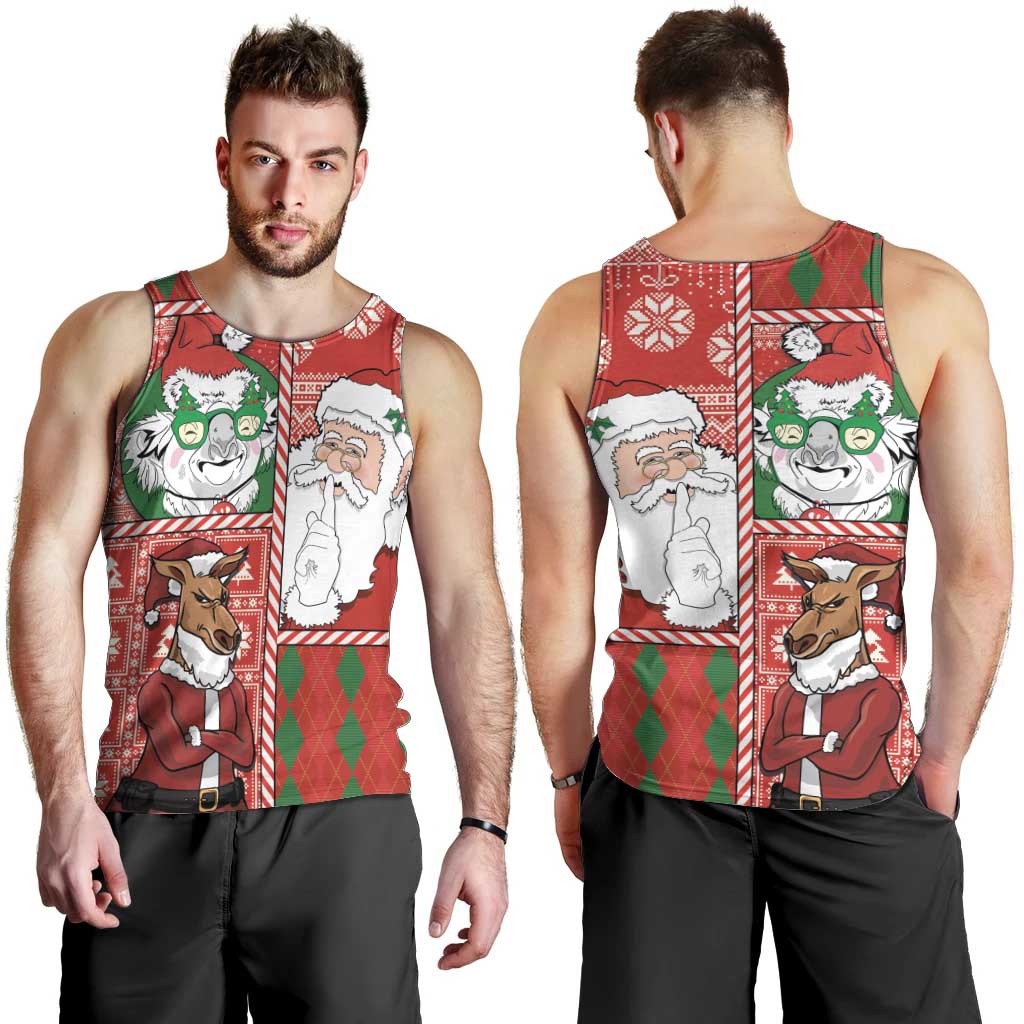 Australian Christmas Men Tank Top - Santa Koala Kangaroo and Holiday Cheer LT03 - Polynesian Pride