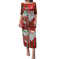 Australian Christmas Puletasi - Santa Koala Kangaroo and Holiday Cheer LT03 Long Dress Red - Polynesian Pride