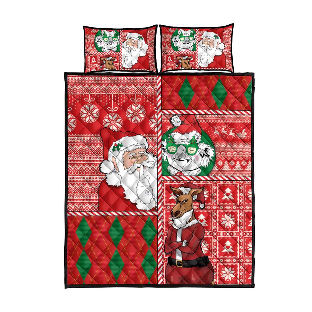 Australian Christmas Quilt Bed Set - Santa Koala Kangaroo and Holiday Cheer LT03 - Polynesian Pride