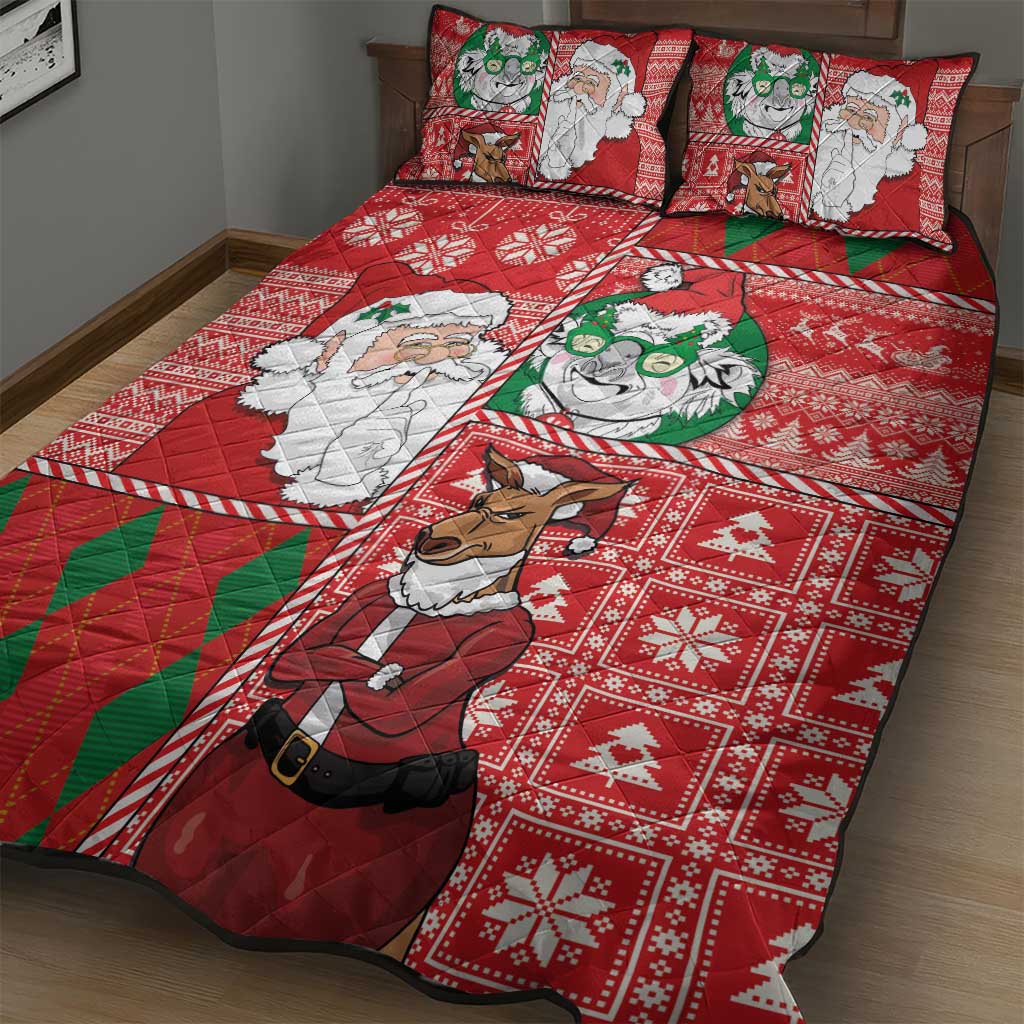 Australian Christmas Quilt Bed Set - Santa Koala Kangaroo and Holiday Cheer LT03 - Polynesian Pride