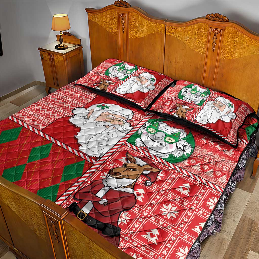 Australian Christmas Quilt Bed Set - Santa Koala Kangaroo and Holiday Cheer LT03 - Polynesian Pride