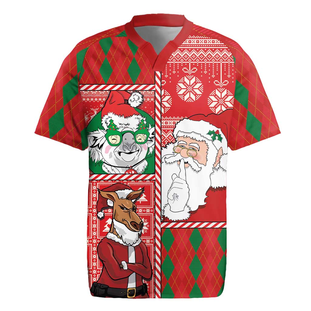 Australian Christmas Rugby Jersey - Santa Koala Kangaroo and Holiday Cheer