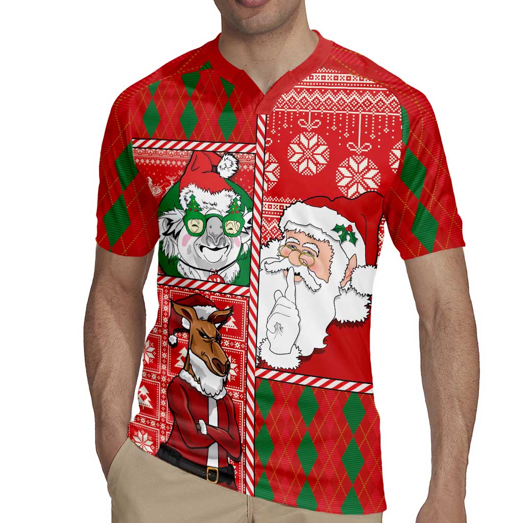 Australian Christmas Rugby Jersey - Santa Koala Kangaroo and Holiday Cheer LT03 - Polynesian Pride