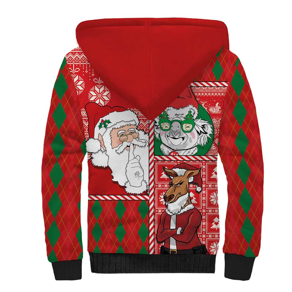 Australian Christmas Sherpa Hoodie - Santa Koala Kangaroo and Holiday Cheer LT03 - Polynesian Pride