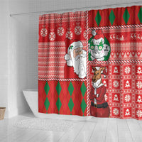 Australian Christmas Shower Curtain - Santa Koala Kangaroo and Holiday Cheer