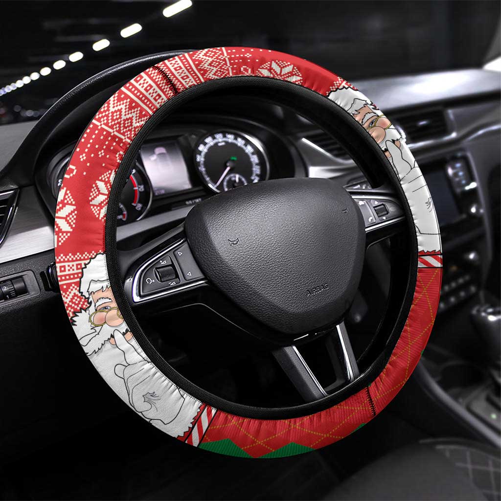 Australian Christmas Steering Wheel Cover - Santa Koala Kangaroo and Holiday Cheer LT03 Universal Fit Red - Polynesian Pride