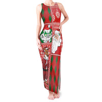 Australian Christmas Tank Maxi Dress - Santa Koala Kangaroo and Holiday Cheer LT03 Women Red - Polynesian Pride