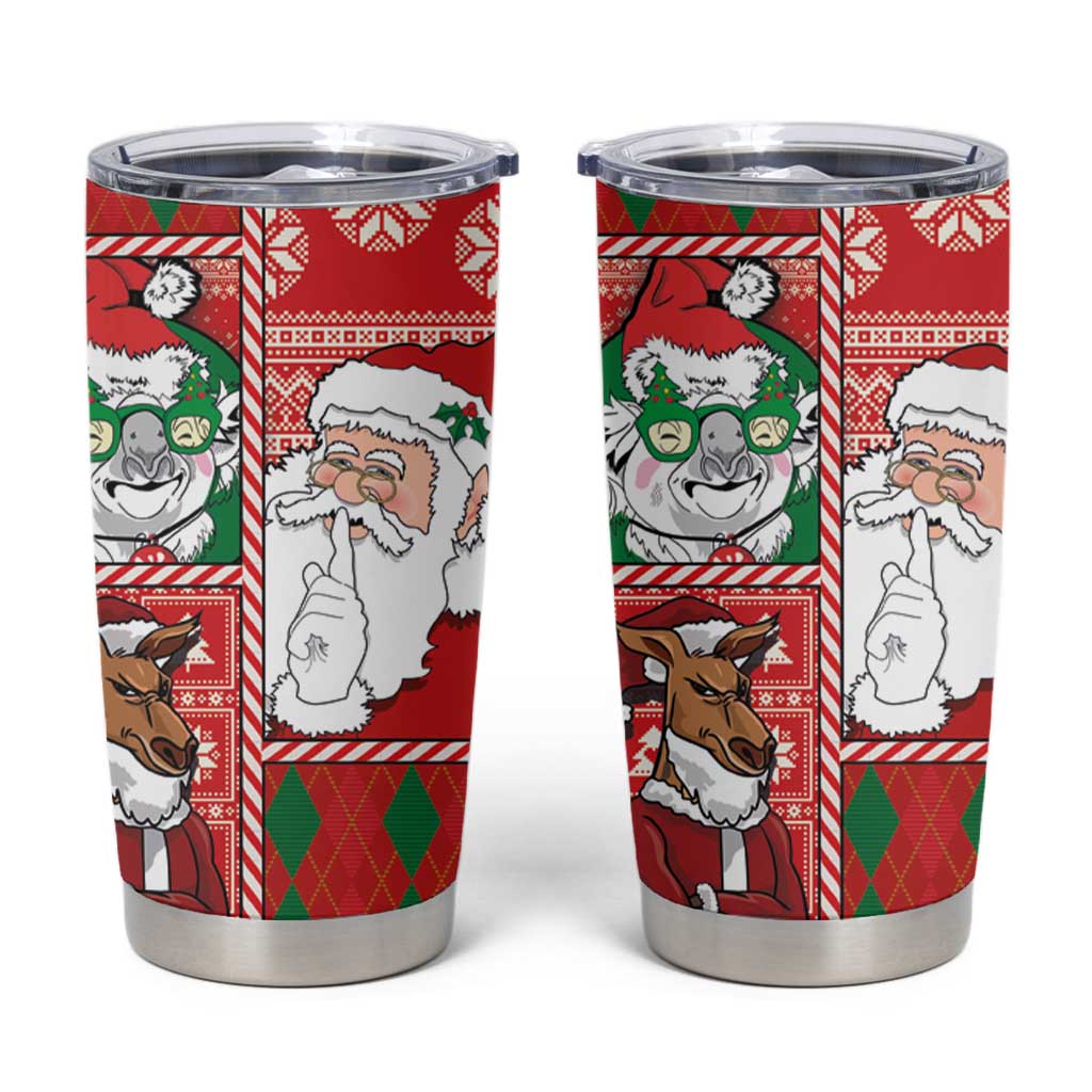 Australian Christmas Tumbler Cup - Santa Koala Kangaroo and Holiday Cheer LT03 Red - Polynesian Pride