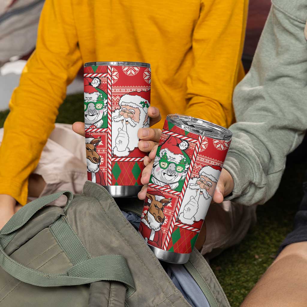 Australian Christmas Tumbler Cup - Santa Koala Kangaroo and Holiday Cheer LT03 - Polynesian Pride
