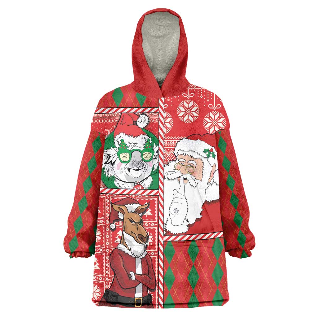 Australian Christmas Wearable Blanket Hoodie - Santa Koala Kangaroo and Holiday Cheer