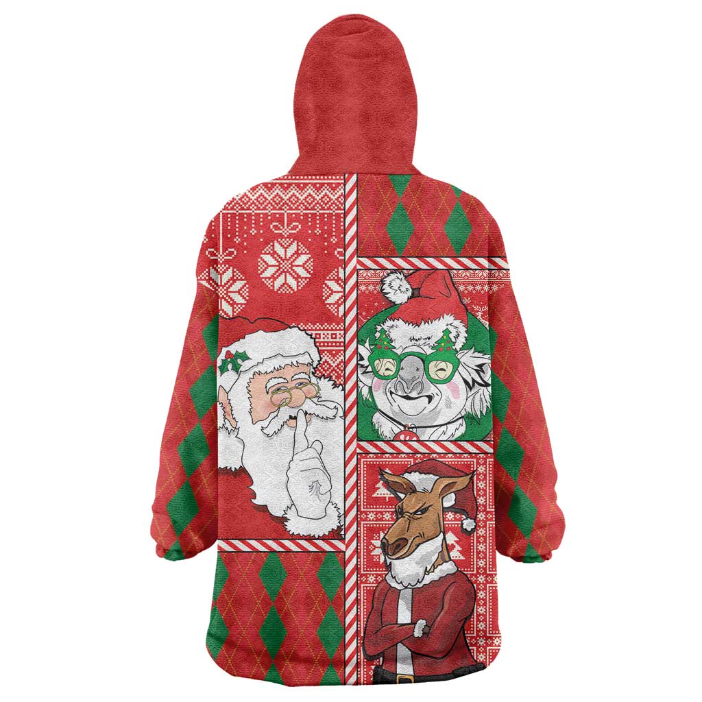 Australian Christmas Wearable Blanket Hoodie - Santa Koala Kangaroo and Holiday Cheer LT03 - Polynesian Pride