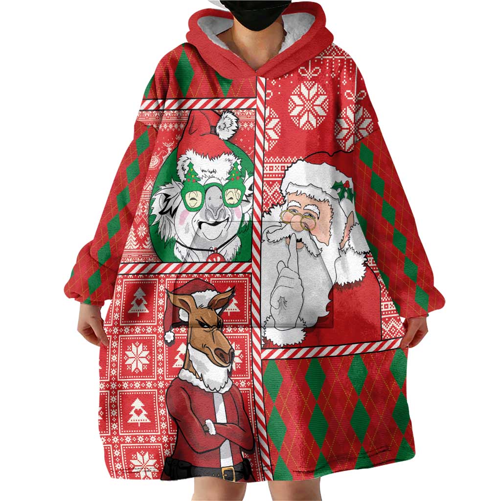Australian Christmas Wearable Blanket Hoodie - Santa Koala Kangaroo and Holiday Cheer LT03 - Polynesian Pride