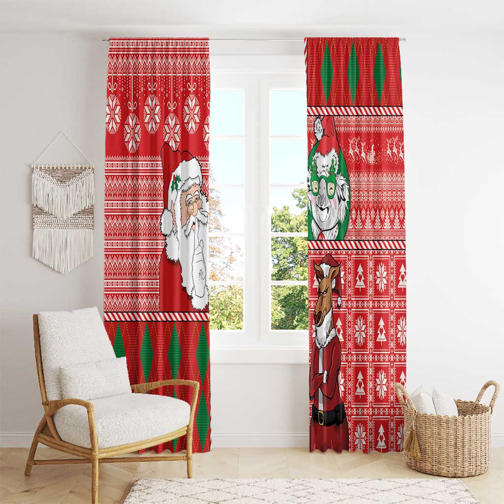Australian Christmas Window Curtain - Santa Koala Kangaroo and Holiday Cheer LT03 - Polynesian Pride