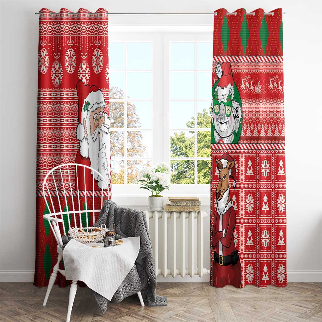Australian Christmas Window Curtain - Santa Koala Kangaroo and Holiday Cheer LT03 - Polynesian Pride