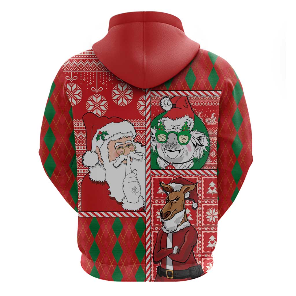 Australian Christmas Zip Hoodie - Santa Koala Kangaroo and Holiday Cheer