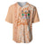 Bula Fiji Baseball Jersey Tropical Flower and Tapa Pattern Peach Fuzz Color LT03 Peach Fuzz - Polynesian Pride