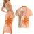 Bula Fiji Couples Matching Short Sleeve Bodycon Dress and Hawaiian Shirt Tropical Flower and Tapa Pattern Peach Fuzz Color LT03 - Polynesian Pride