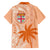 Bula Fiji Family Matching Off Shoulder Short Dress and Hawaiian Shirt Tropical Flower and Tapa Pattern Peach Fuzz Color LT03 - Polynesian Pride